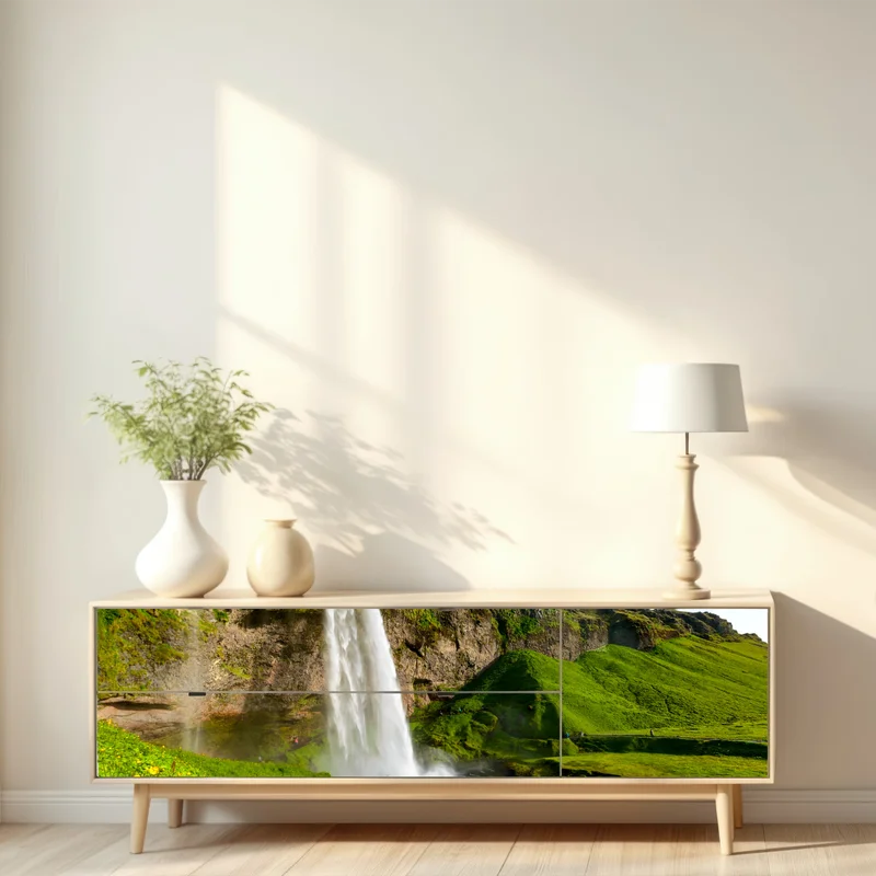 Repositionierbarer Aufkleber Seljalandsfoss wasserfall in Island