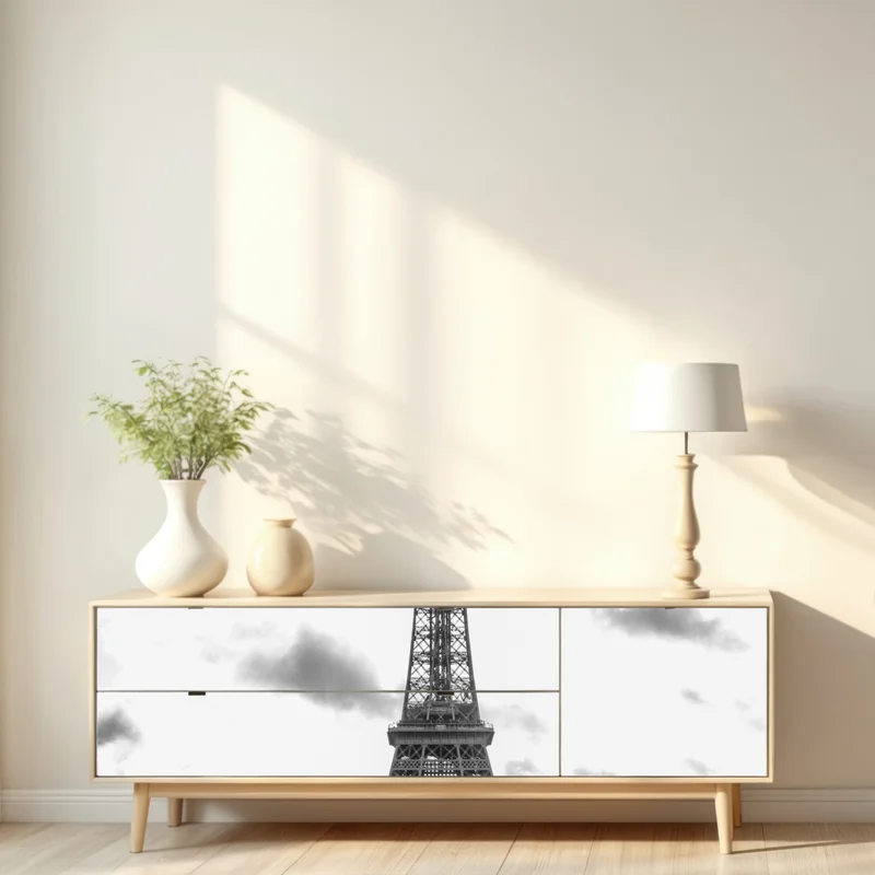 Repositionierbarer Aufkleber Paris Eiffelturm in monochrom