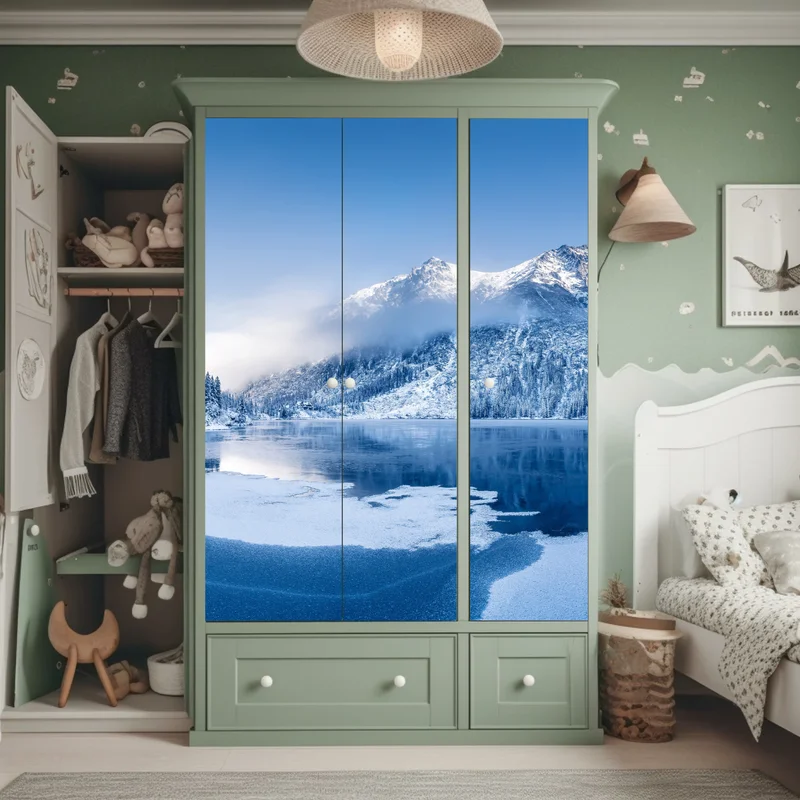 Schrankaufkleber ruhiges winterpanorama der Alpen