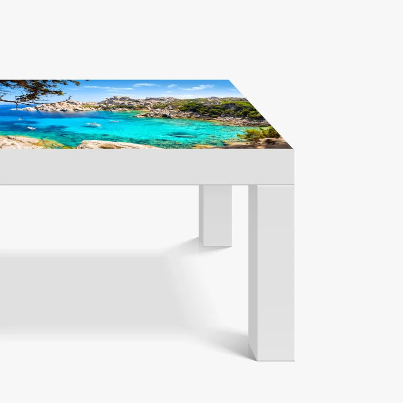 Tischaufkleber und Schreibtischaufkleber türkisfarbene bucht mit felsiger küste