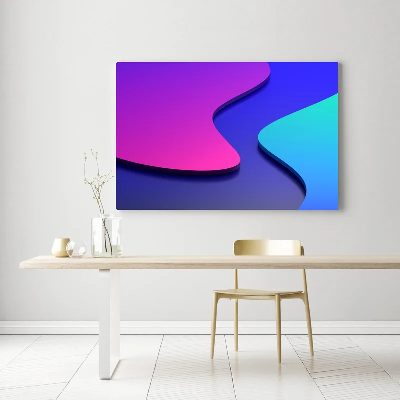 Leinwandbild leuchtende lila-blaue abstrakte 3d-formen Leinwandbild leuchtende lila-blaue abstrakte 3d-formen