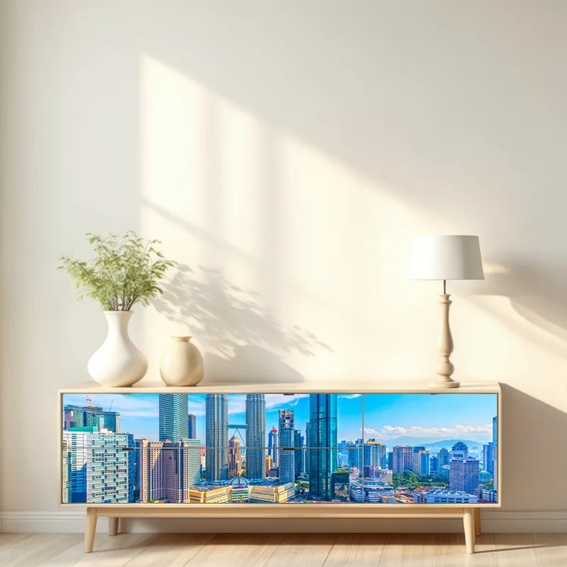 Repositionierbarer Aufkleber Kuala Lumpur skyline mit den Petronas Towers