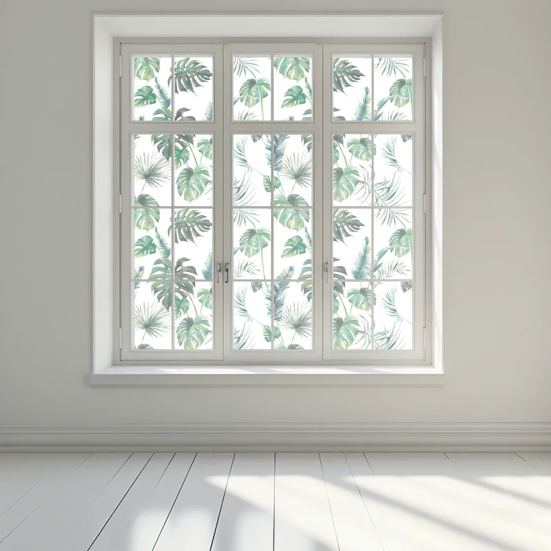 Fensteraufkleber aquarell tropische blätter muster