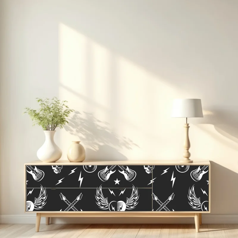 Repositionierbarer Aufkleber nahtloses muster mit rock-symbolen Repositionierbarer Aufkleber nahtloses muster mit rock-symbolen