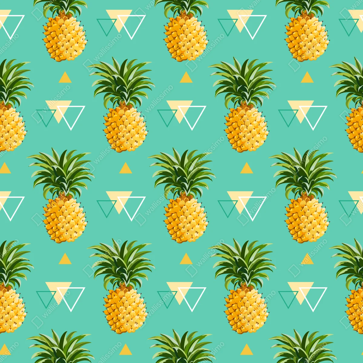 Repositionierbarer Aufkleber tropisches ananasmuster auf türkisfarbenem hintergrund Repositionierbarer Aufkleber tropisches ananasmuster auf türkisfarbenem hintergrund
