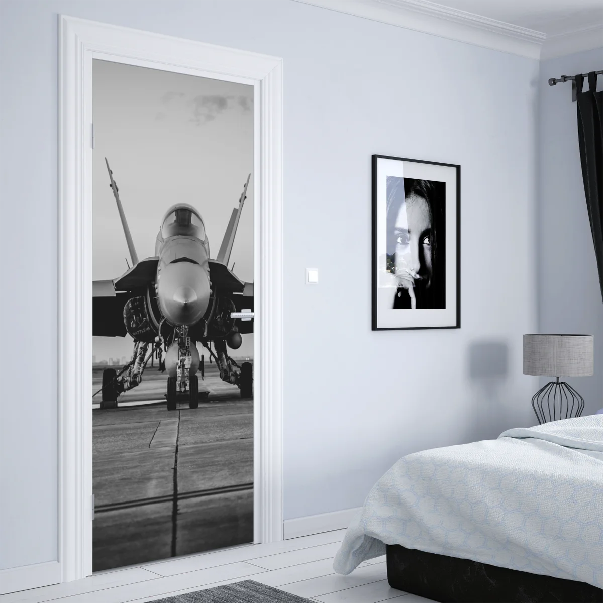 Türaufkleber kampfflugzeug auf der startbahn Türaufkleber kampfflugzeug auf der startbahn