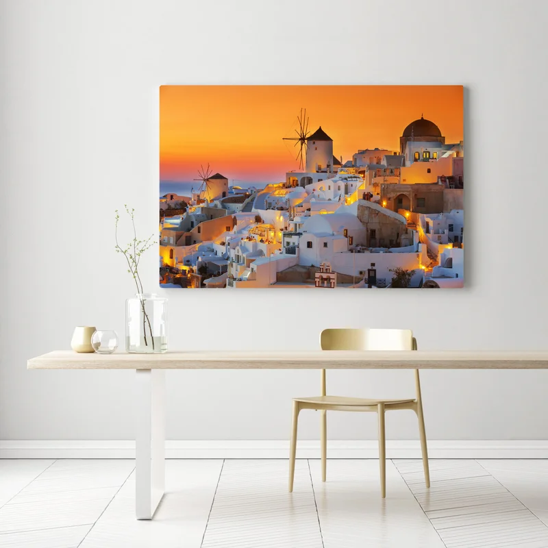 Leinwandbild goldener sonnenuntergang über Oia, Santorini Leinwandbild goldener sonnenuntergang über Oia, Santorini
