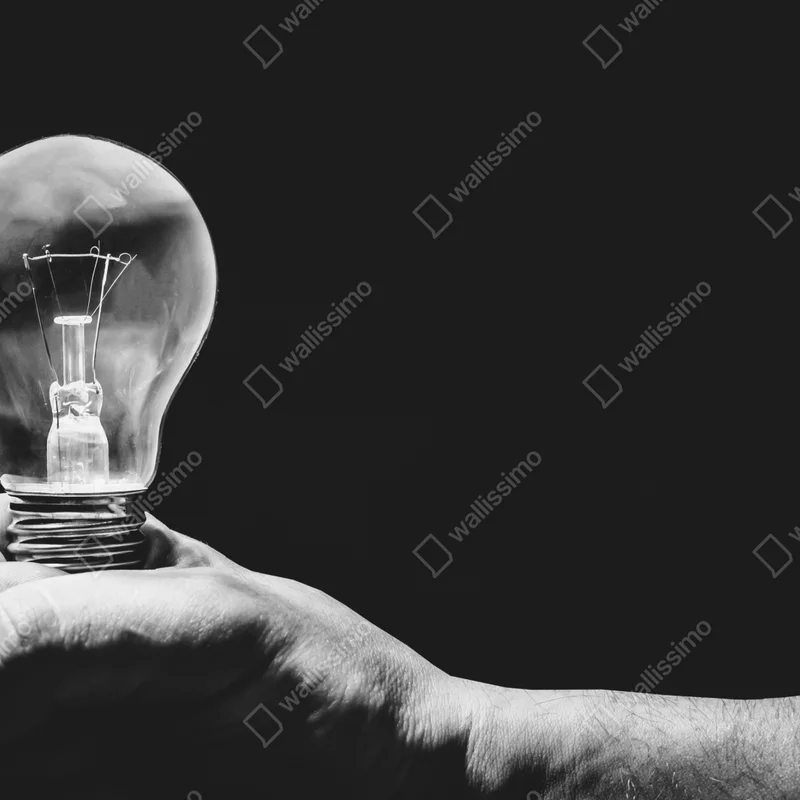 Leinwandbild monochrome hand hält glühbirne Leinwandbild monochrome hand hält glühbirne