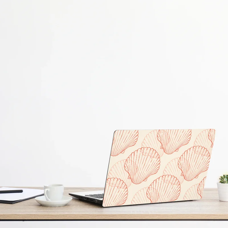 Naklejka na laptopa koralowy wzór muszli przegrzebek