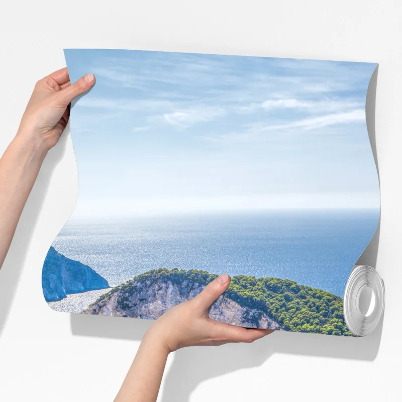 Fototapete Navagio strand sonnenuntergang mit türkisblauem meer und wildblumen Fototapete Navagio strand sonnenuntergang mit türkisblauem meer und wildblumen