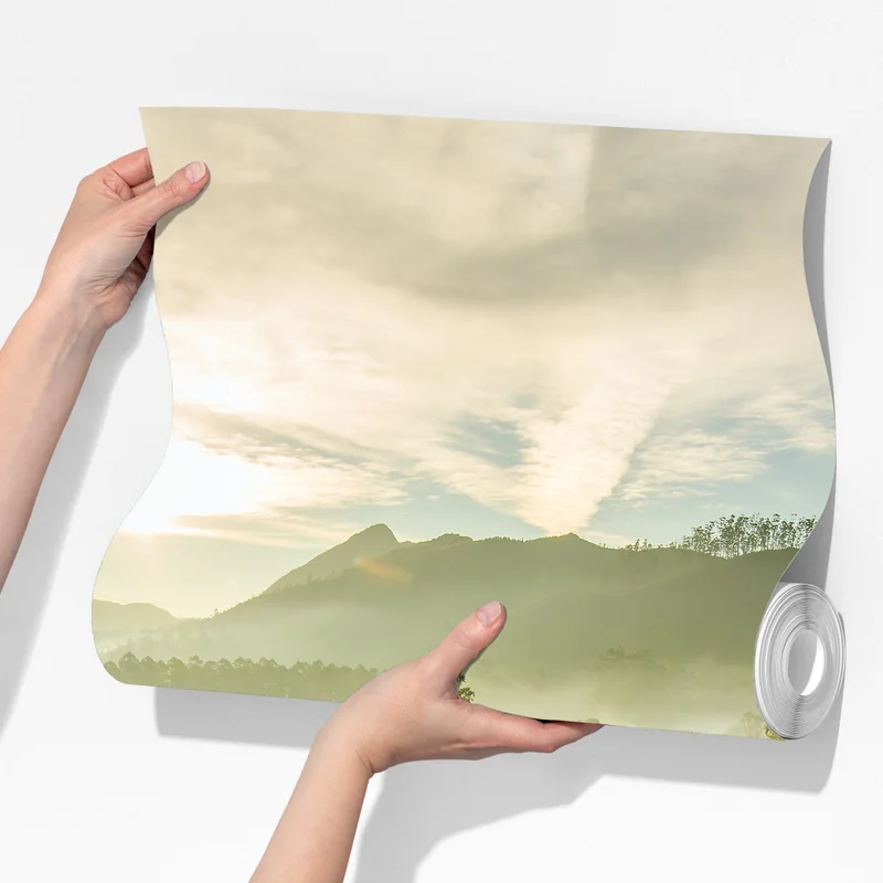 Fototapete sonnenaufgang über den teeplantagen von Munnar Fototapete sonnenaufgang über den teeplantagen von Munnar