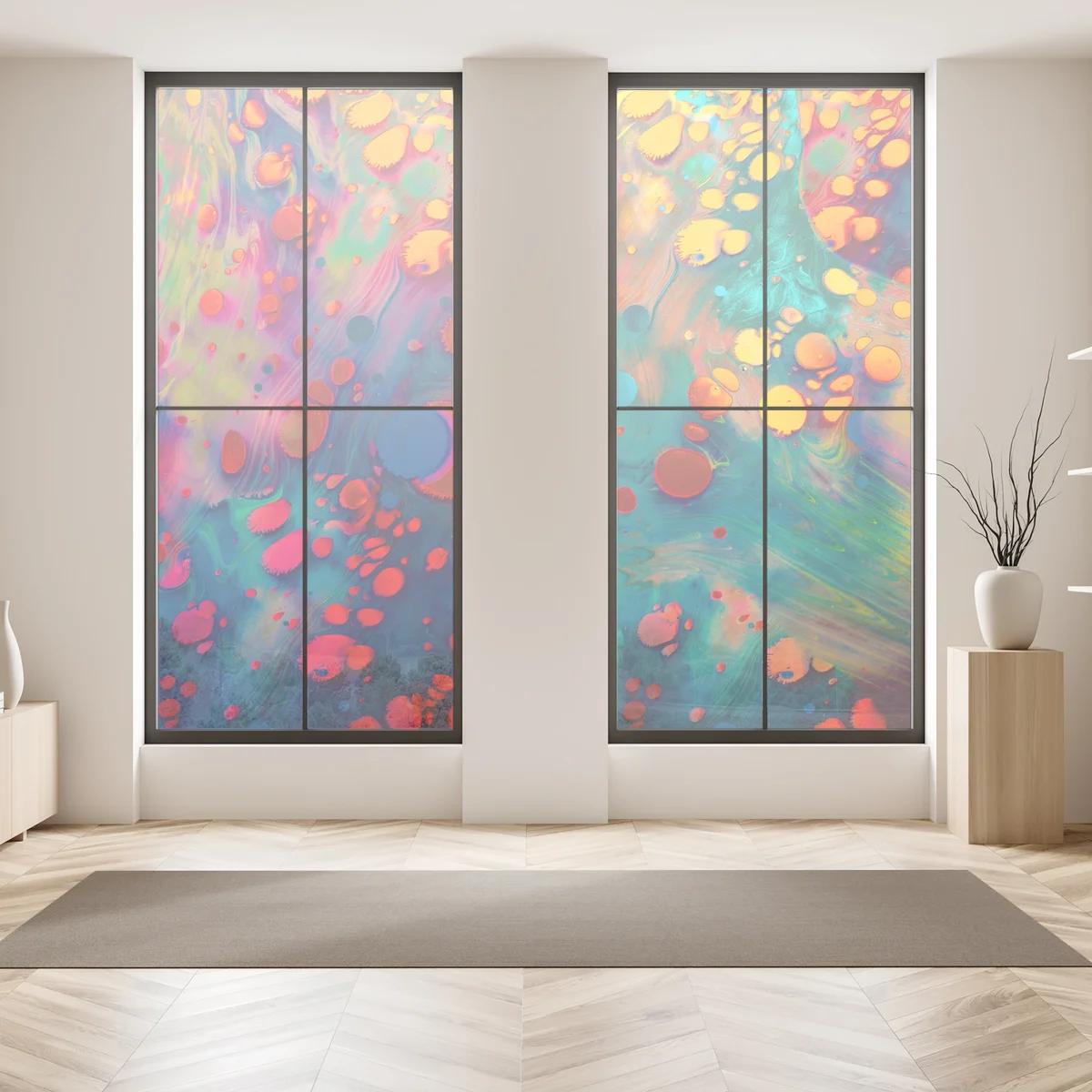 Fensteraufkleber lebendige türkis-orange marmorierte kunst Fensteraufkleber lebendige türkis-orange marmorierte kunst