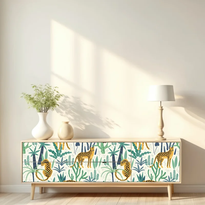 Repositionierbarer Aufkleber tropisches leopardmuster