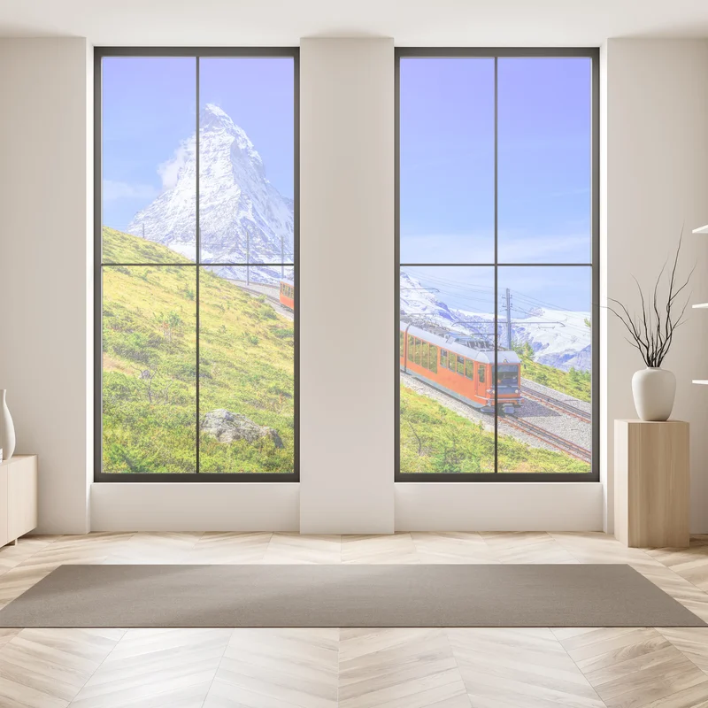 Fensteraufkleber Gornergrat zug vor dem Matterhorn Fensteraufkleber Gornergrat zug vor dem Matterhorn