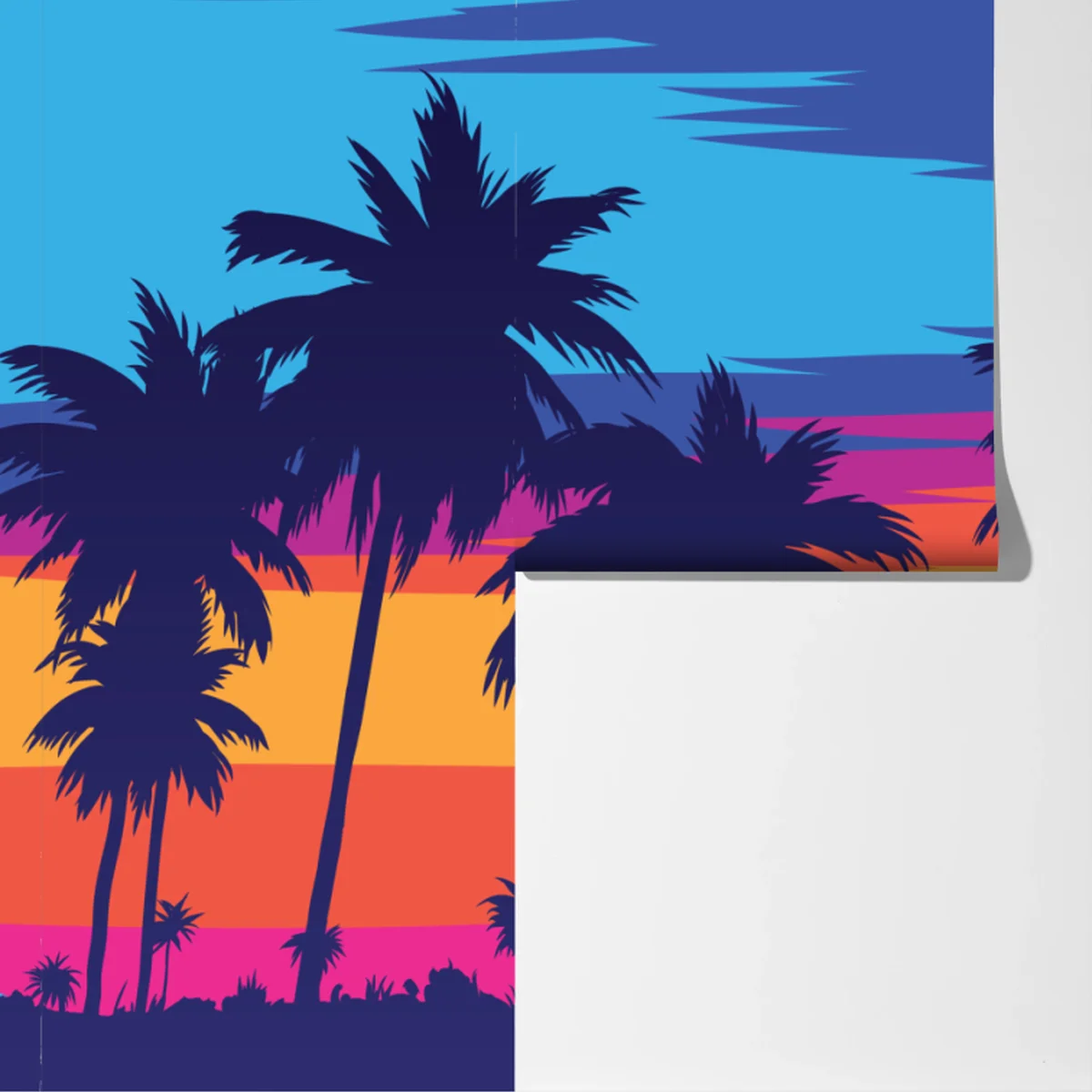 Fototapete bunter sonnenuntergang mit palmen Fototapete bunter sonnenuntergang mit palmen