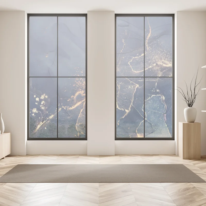 Fensteraufkleber dunkelblaue marmor-abstraktion mit goldenen adern