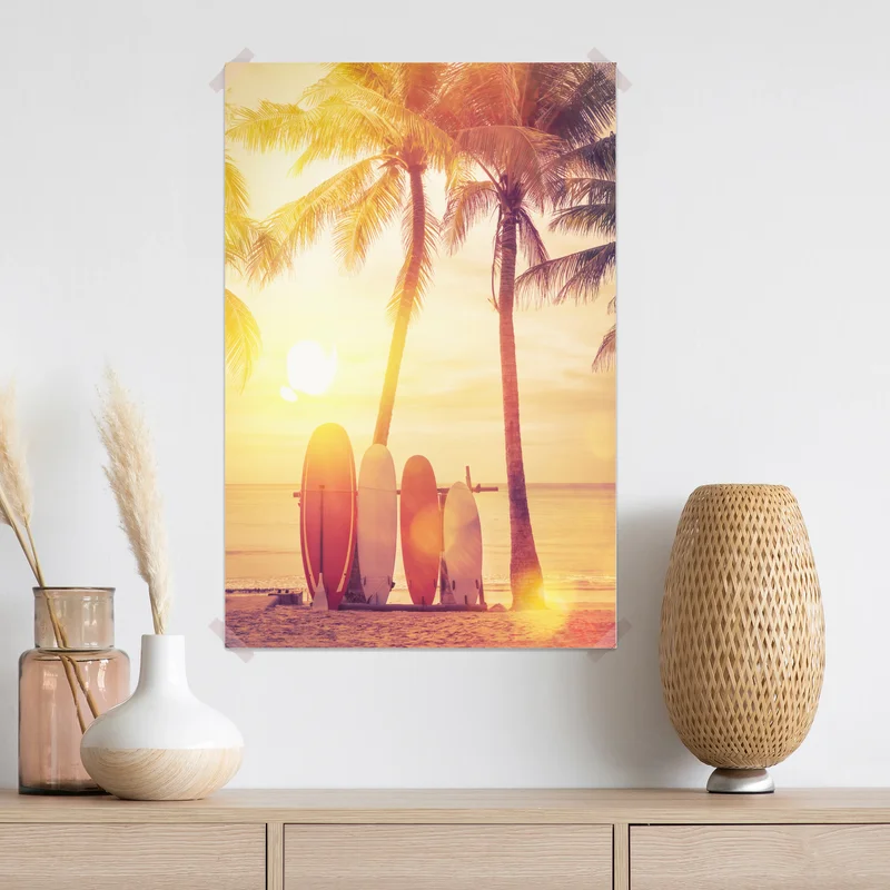 Poster tropischer sonnenuntergang mit surfboards Poster tropischer sonnenuntergang mit surfboards