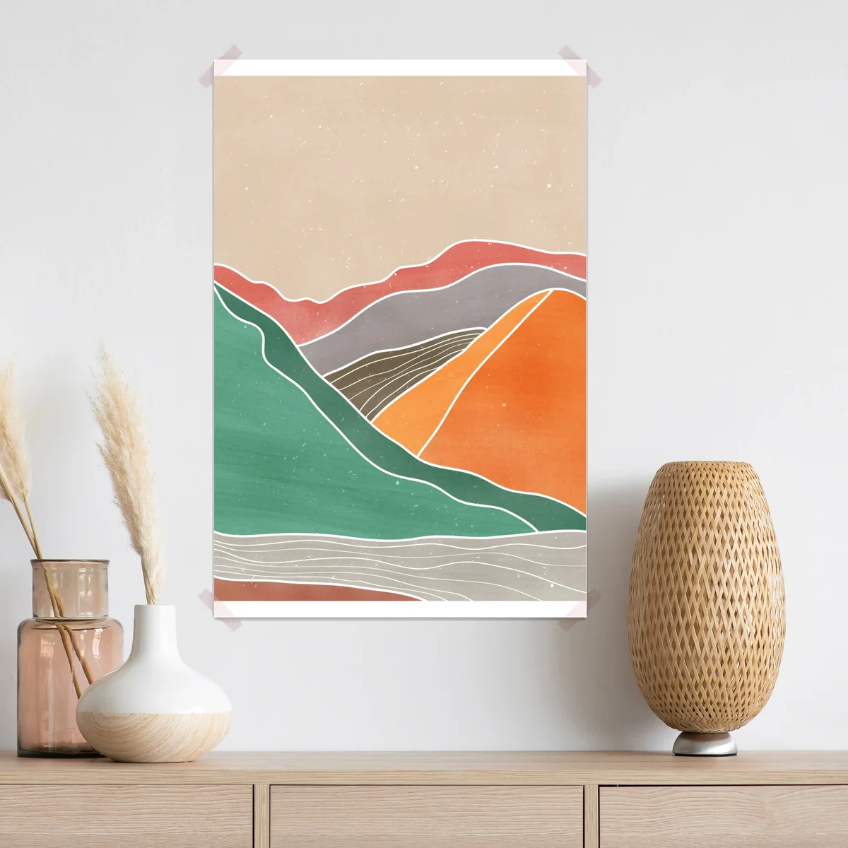 Poster abstrakte pastell gebirgslandschaft • Poster bei Wallnifity® Poster abstrakte pastell gebirgslandschaft • Poster bei Wallnifity®