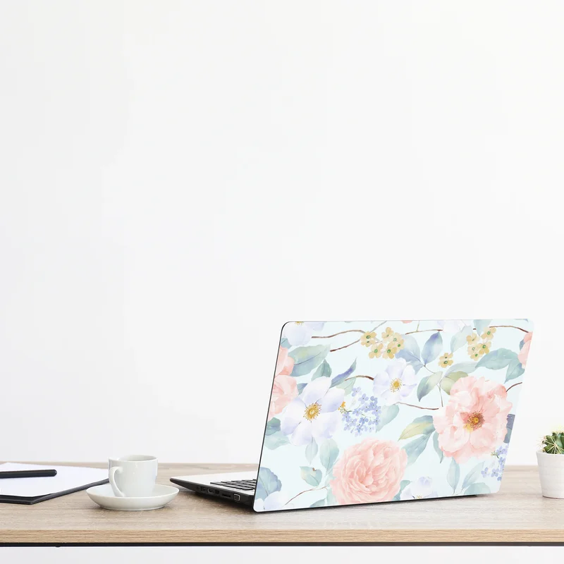 Laptop-Aufkleber zarte pastellblumen in aquarell