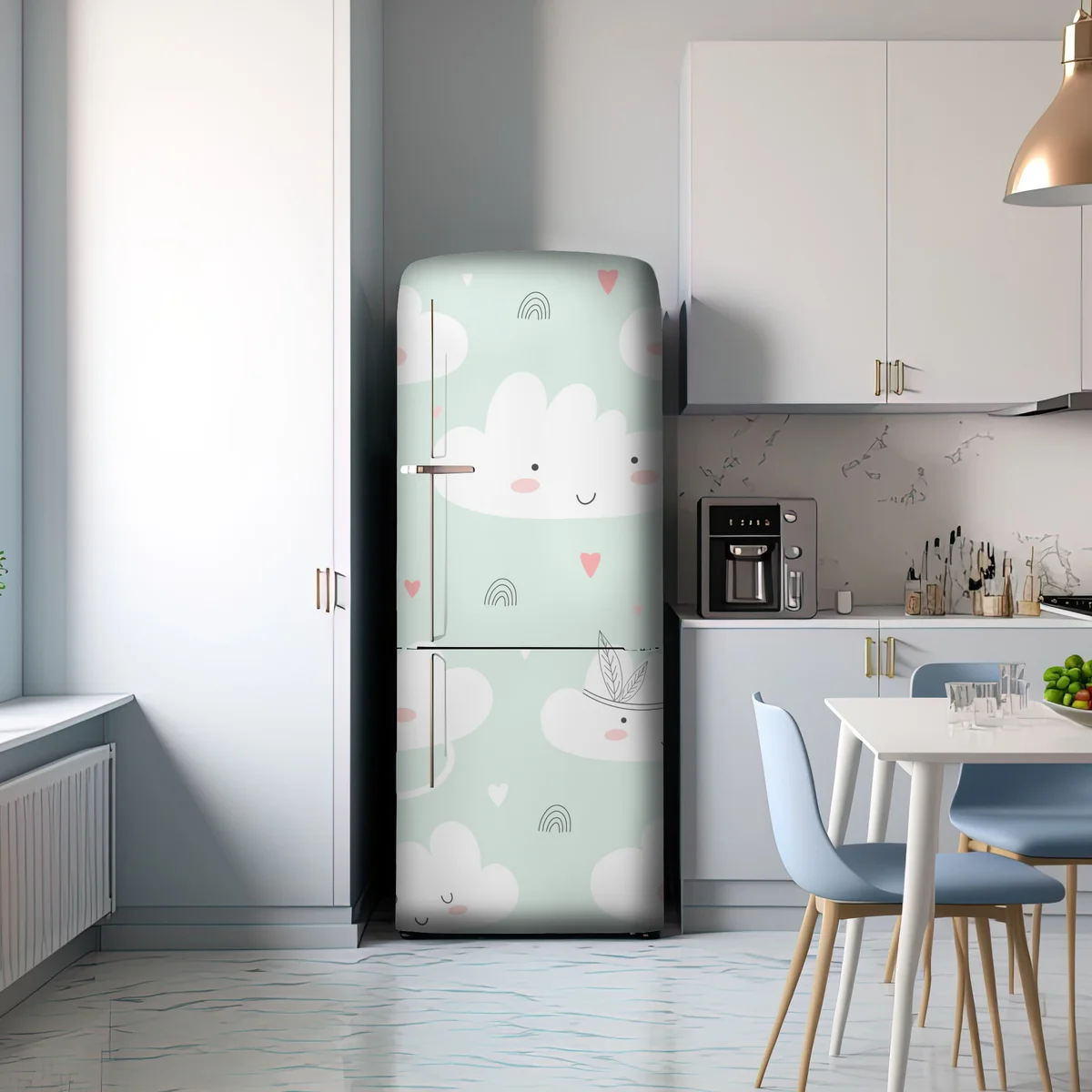 Kühlschrankaufkleber lächelnde wolken pastellmuster fürs kinderzimmer Kühlschrankaufkleber lächelnde wolken pastellmuster fürs kinderzimmer