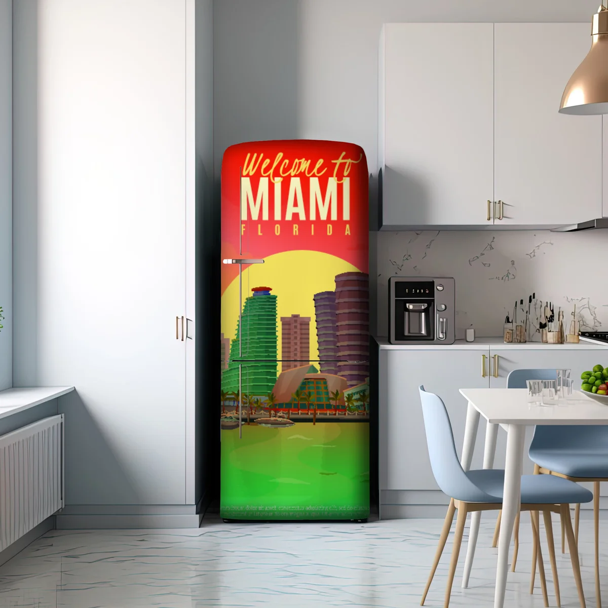 Kühlschrankaufkleber Miami sonnenuntergang skyline Kühlschrankaufkleber Miami sonnenuntergang skyline