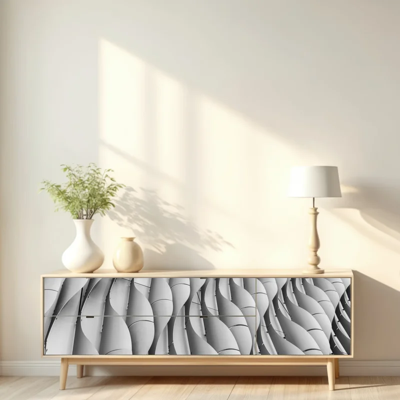 Repositionierbarer Aufkleber gewelltes architekturmotiv in graustufen