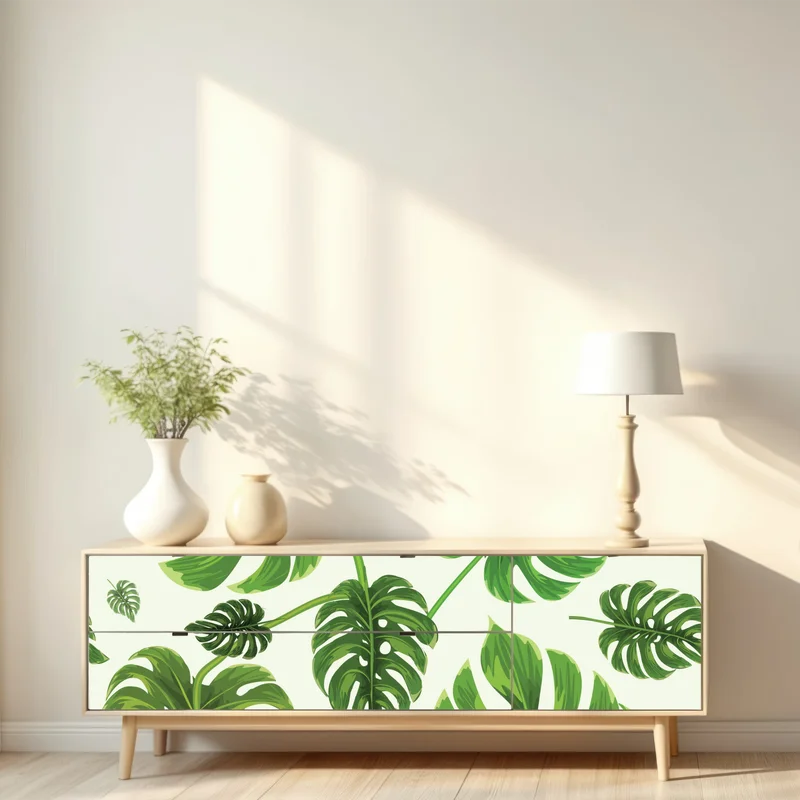 Repositionierbarer Aufkleber tropisches monstera-blattmuster Repositionierbarer Aufkleber tropisches monstera-blattmuster