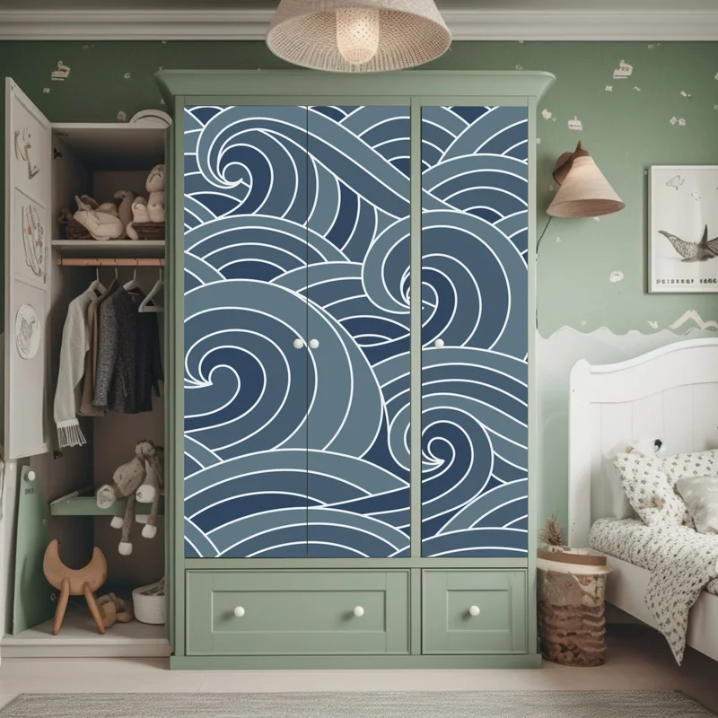 Schrankaufkleber stilisiertes wellenmuster Schrankaufkleber stilisiertes wellenmuster