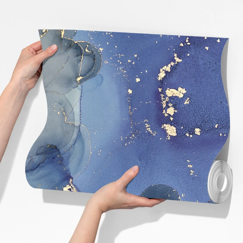 Fototapeta luksusowa niebiesko-złota abstrakcja fluidalna Fototapeta luksusowa niebiesko-złota abstrakcja fluidalna