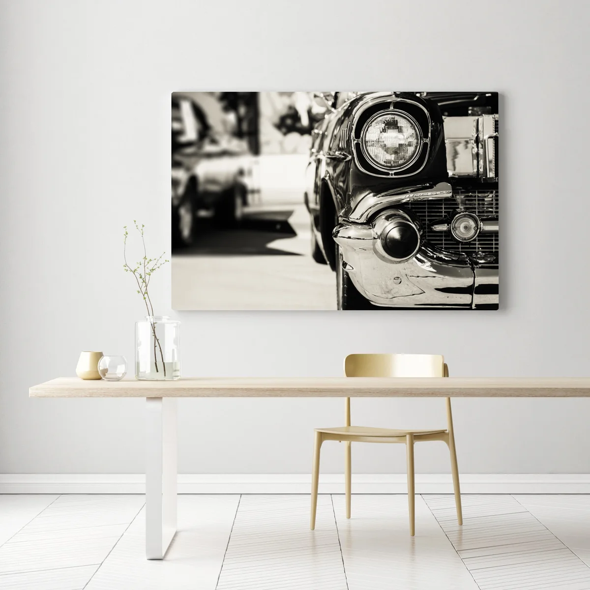 Leinwandbild vintage chrom klassisches auto nahaufnahme Leinwandbild vintage chrom klassisches auto nahaufnahme