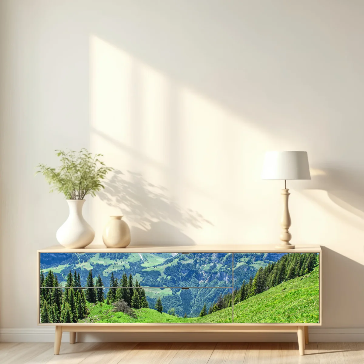 Repositionierbarer Aufkleber alpine panorama über Engelberg, Schweiz Repositionierbarer Aufkleber alpine panorama über Engelberg, Schweiz