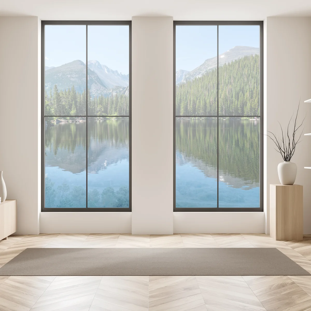 Fensteraufkleber gebirgssee mit spiegelung Fensteraufkleber gebirgssee mit spiegelung