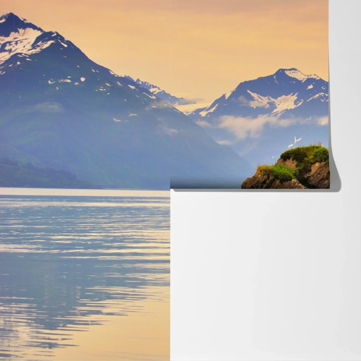 Fototapete ruhige inselspiegelungen bei sonnenuntergang Fototapete ruhige inselspiegelungen bei sonnenuntergang