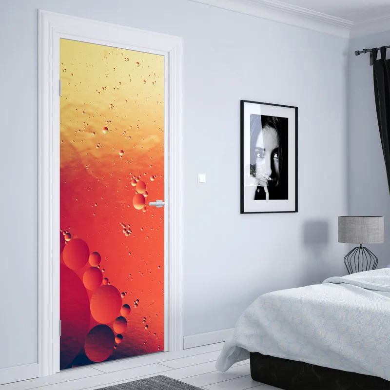 Türaufkleber warme orange abstraktion mit blasen