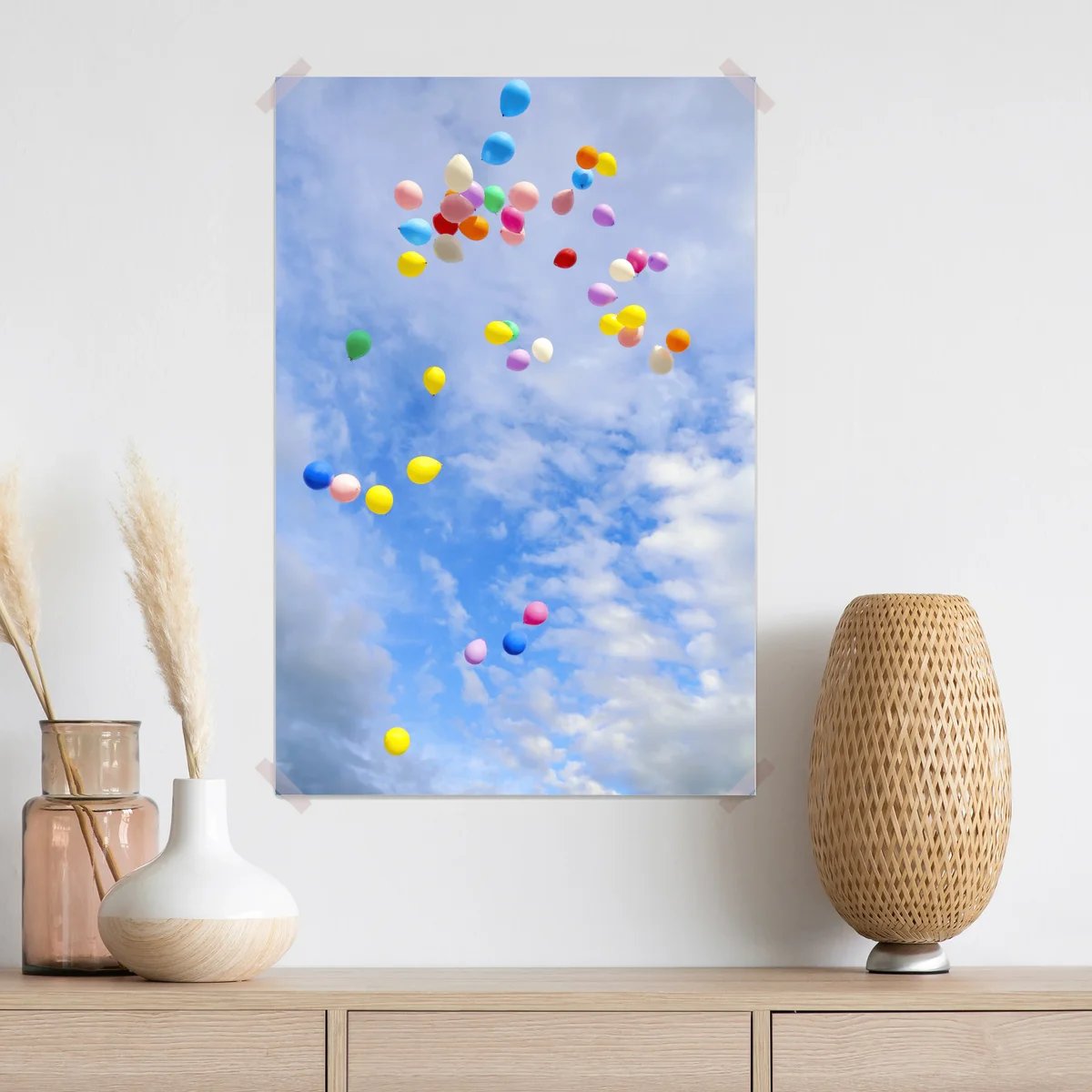 Poster bunte luftballons steigen in den himmel Poster bunte luftballons steigen in den himmel