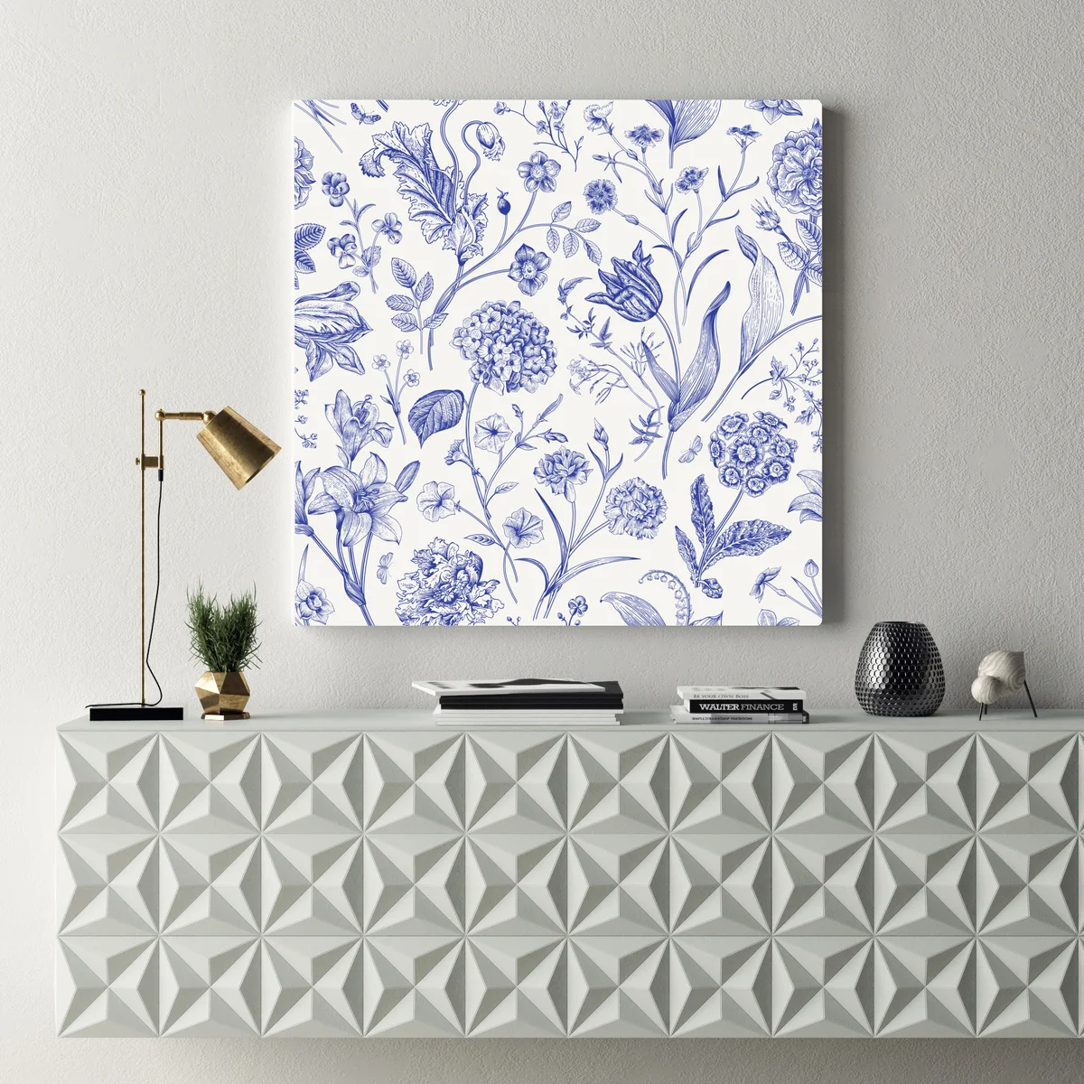 Leinwandbild klassisches blaues toile blumenmuster Leinwandbild klassisches blaues toile blumenmuster