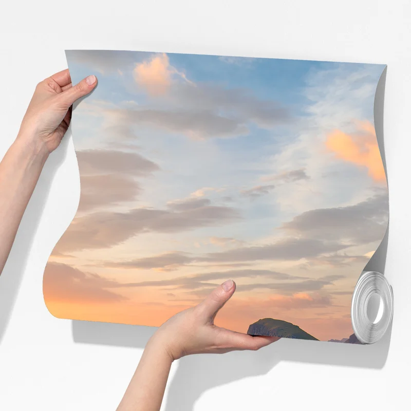 Fototapete sonnenuntergang über grünen hügeln Fototapete sonnenuntergang über grünen hügeln