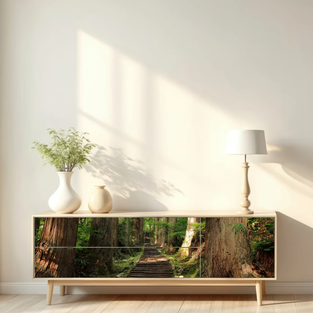 Repositionierbarer Aufkleber steinne treppe im alten wald Repositionierbarer Aufkleber steinne treppe im alten wald