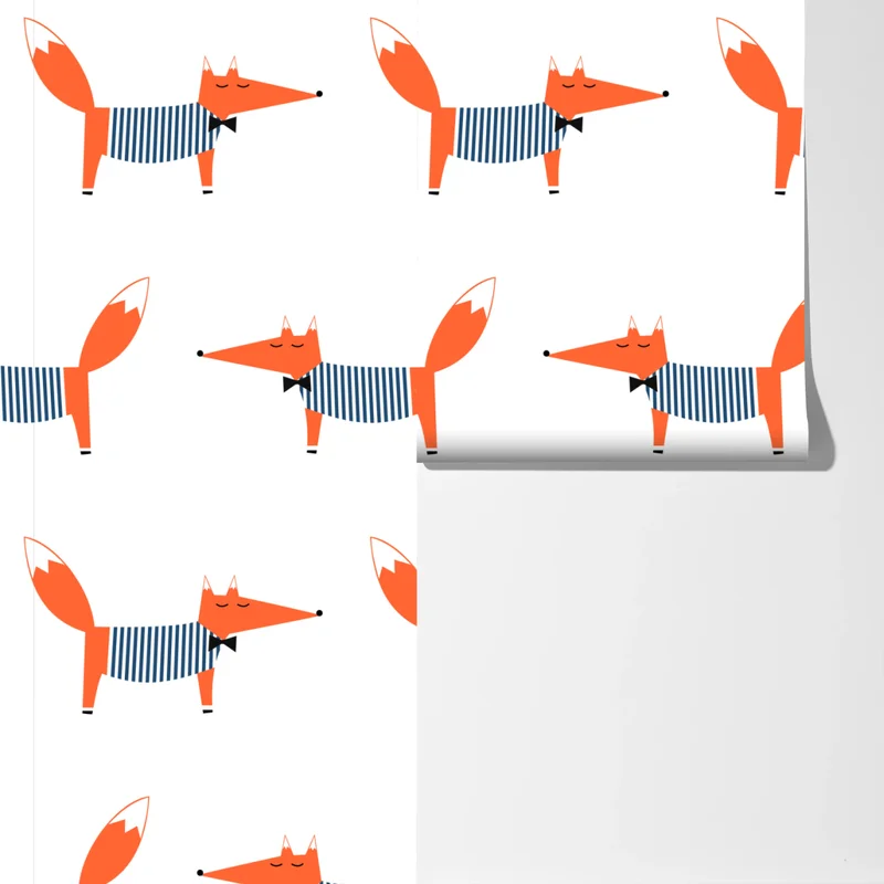 Fototapeta uroczy pasiasty wzór z lisem Fototapeta uroczy pasiasty wzór z lisem