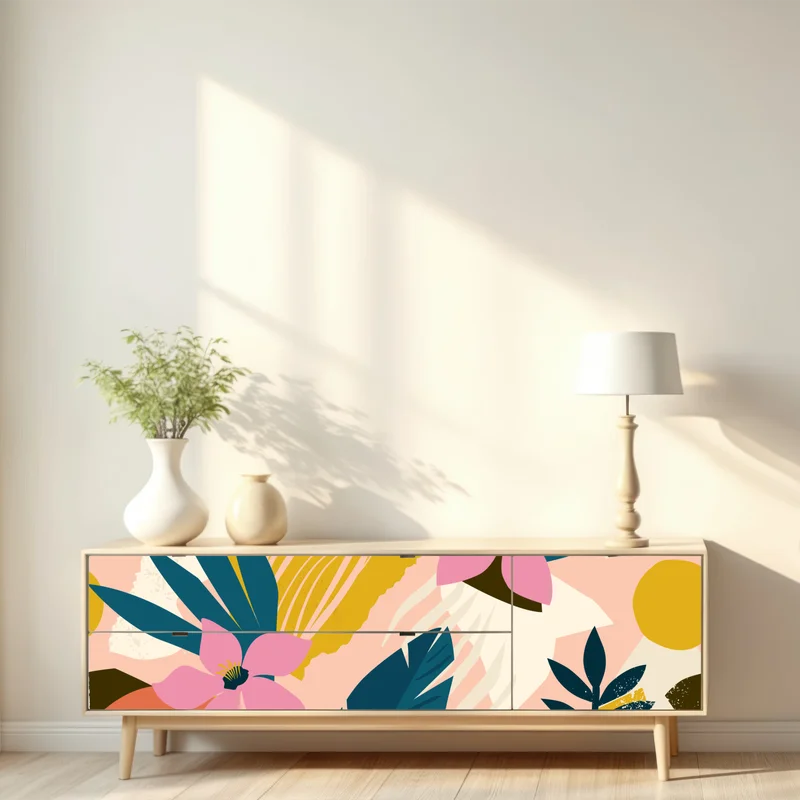 Repositionierbarer Aufkleber tropisches abstraktes blumenmotiv