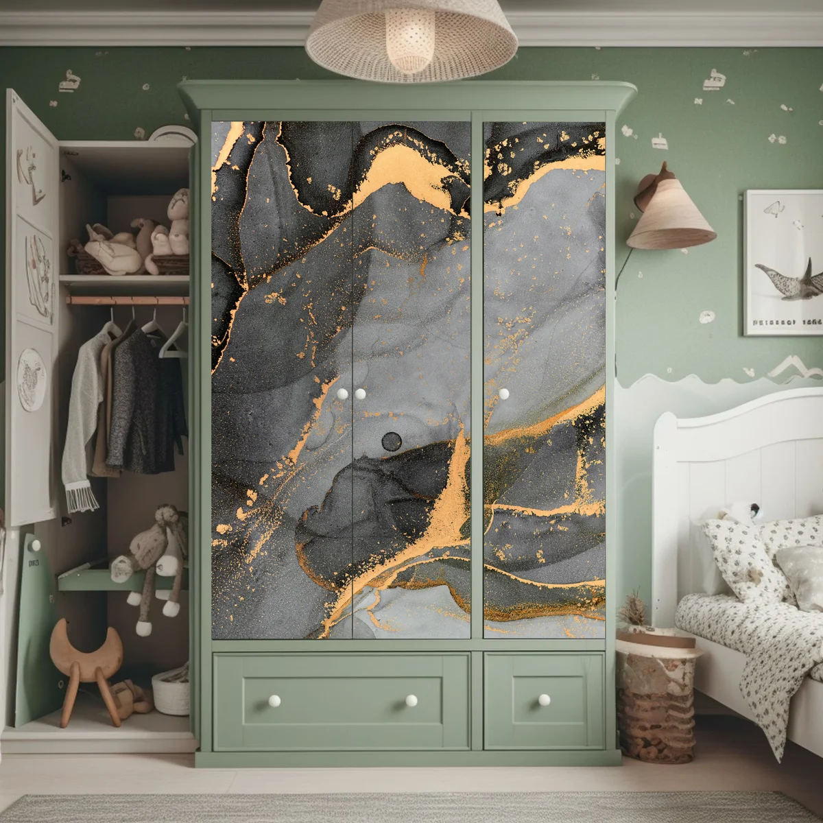 Schrankaufkleber rauchiger grauer marmor mit goldenen adern Schrankaufkleber rauchiger grauer marmor mit goldenen adern