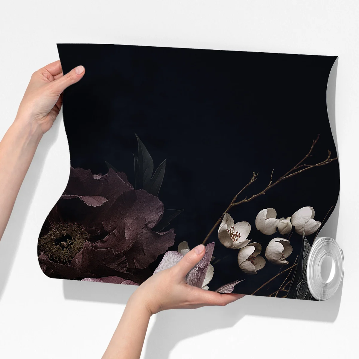 Fototapete düsterer pfingstrosen- und hortensienstrauß Fototapete düsterer pfingstrosen- und hortensienstrauß