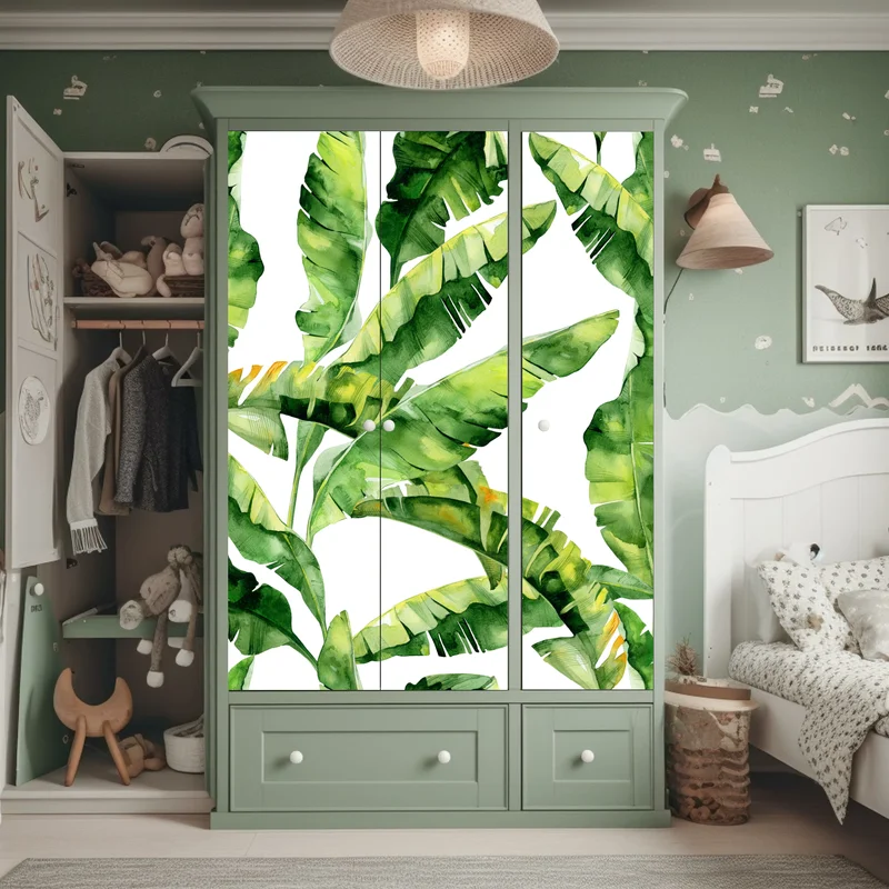 Schrankaufkleber tropisches bananenblatt aquarellmuster
