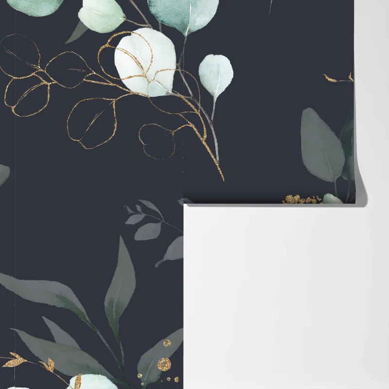 Fototapete eukalyptus aquarellblätter auf dunklem hintergrund Fototapete eukalyptus aquarellblätter auf dunklem hintergrund