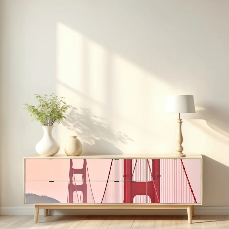 Repositionierbarer Aufkleber Golden Gate Bridge bei sonnenuntergang