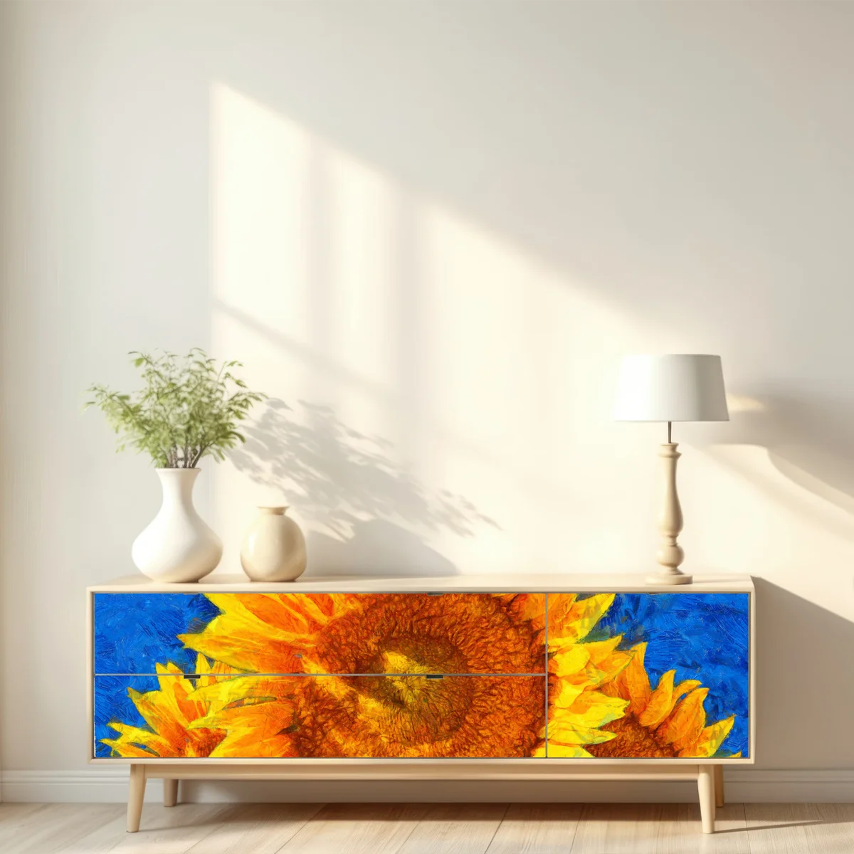 Repositionierbarer Aufkleber lebendige sonnenblumen im stil von Van Gogh Repositionierbarer Aufkleber lebendige sonnenblumen im stil von Van Gogh