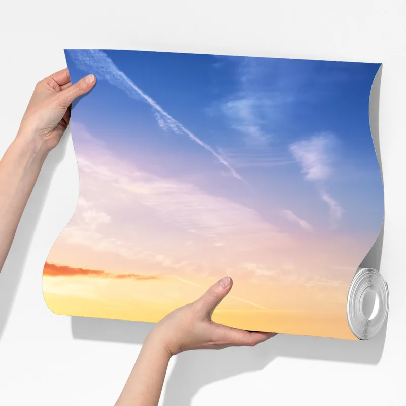 Fototapete goldener sonnenuntergang am strand mit sanften wellen Fototapete goldener sonnenuntergang am strand mit sanften wellen