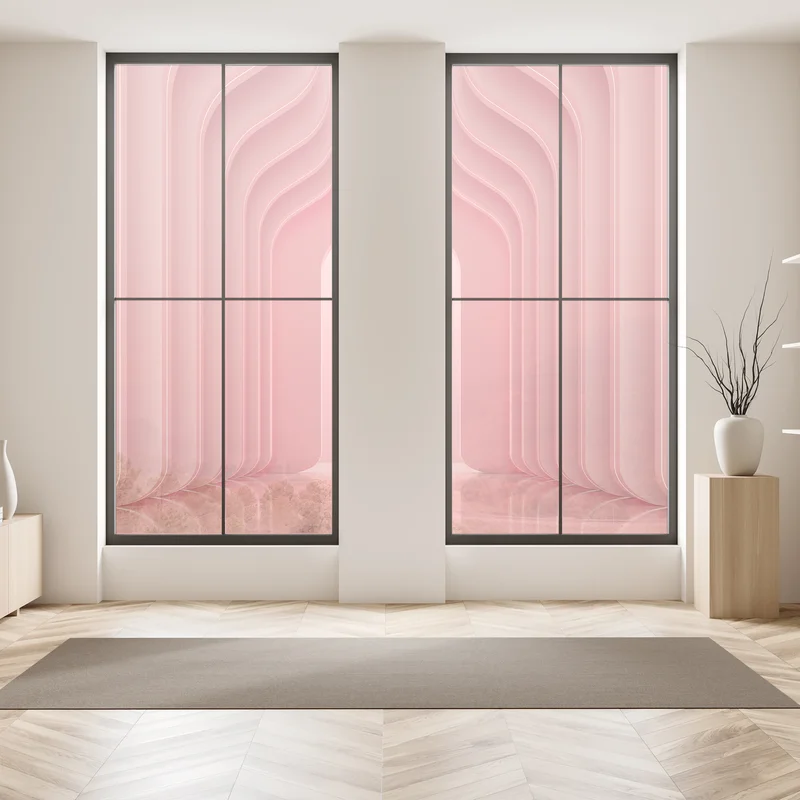 Fensteraufkleber zeitgenössisches korallenrosa architekturmotiv Fensteraufkleber zeitgenössisches korallenrosa architekturmotiv