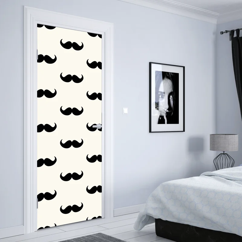 Türaufkleber schwarzes schnurrbartmuster auf beigem hintergrund