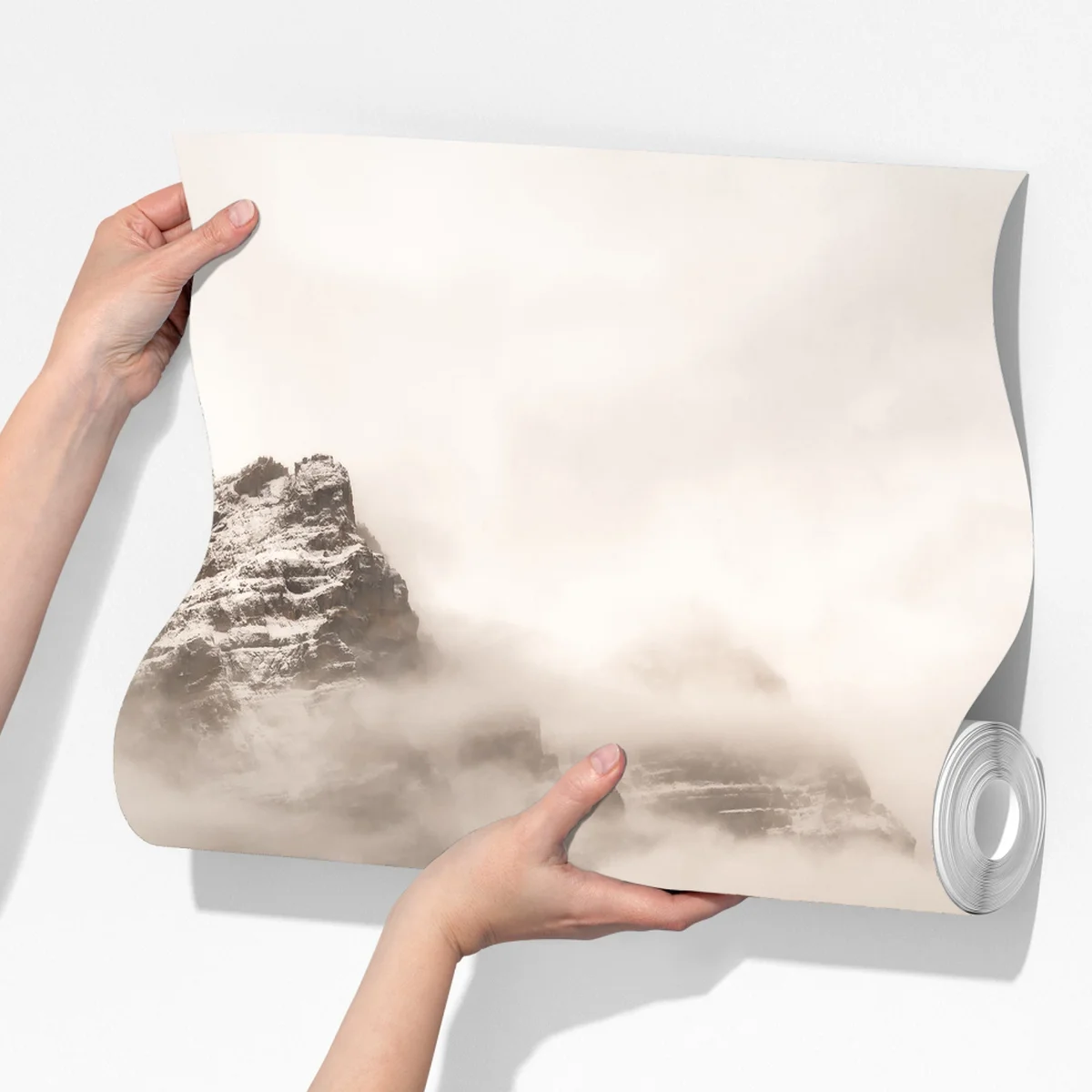 Fototapete nebliger bergsee mit spiegelung Fototapete nebliger bergsee mit spiegelung